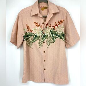 Caribbean Men’s Silk Blend Flower Shirt Size S